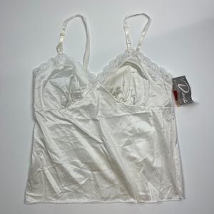 Vintage White Lace Trim Camisole By Deena Adjustable Straps New Old Stock Sz 36